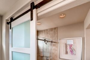 Standard Series barn door hardware - bathroom door