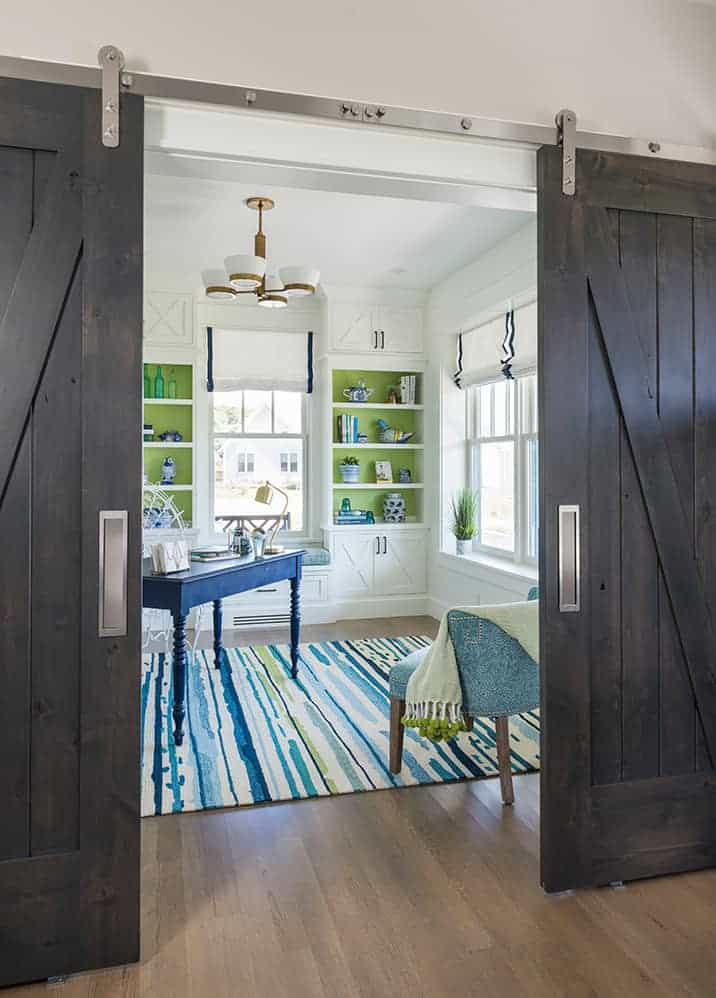 This Old House - Rhode Island Beach House project - sliding barn doors with Goldberg Brothers stainless steel hardware